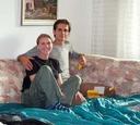 Comfortable in their apartment -- a welcome change from sleeping in city parks!